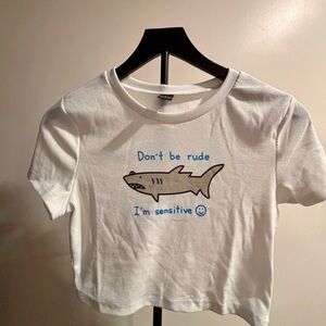 SHEIN White Ribbed Collar Tee